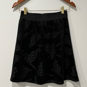 Black Velvet Skirt w/ Cat Pattern, Size 4